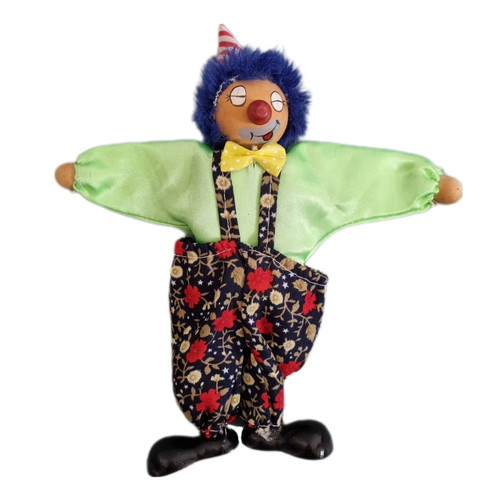 Wooden vintage clown - wooden, doll
