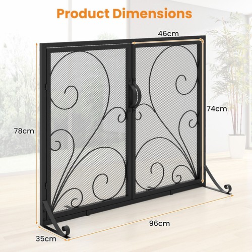 Double door fireplace screen - door,