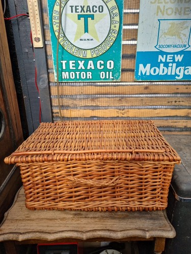 Wicker picnic hamper vintage - hamper,