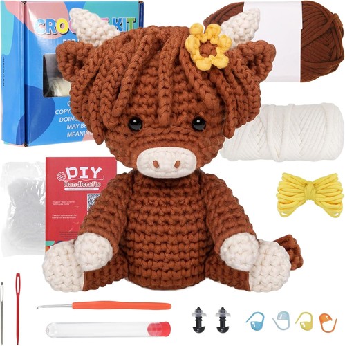Iewrtcin brown cow crochet - brown,