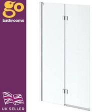 800mm Bath Shower Screen Hinged Frameless Over Bath 6mm Double Fold Screen