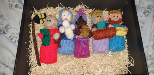 Hand knitted nativity - knitted,