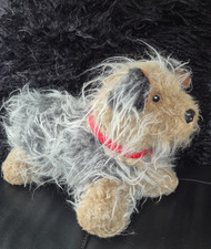 Vintage Brown & Black Shaggy Haired Terrier Puppy Dog with Collar 41cm