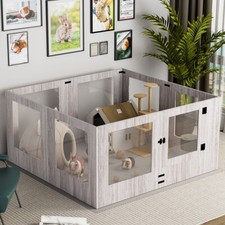 XXL Large Dog Playpen Pet Whelping Box Cage Tempered Glass Safety Rail Fence Pen