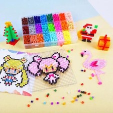 24 Colors Fuse Beads Kit 5mm Hama Beads Perler Beads Set, Ironing Paper, for