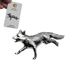 Running Fox Pin Badge Pewter