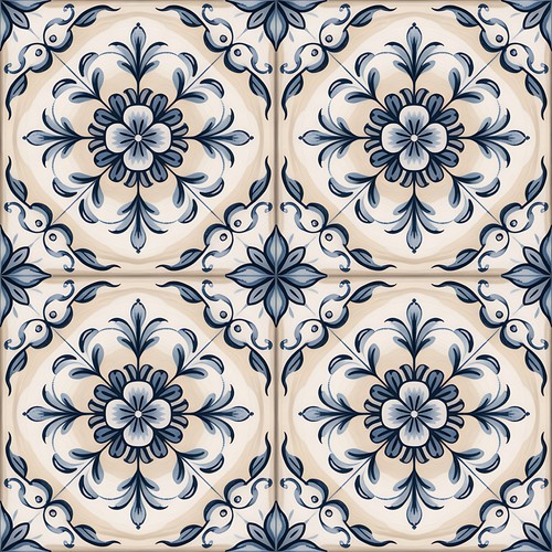 48x blue delft - blue, tile