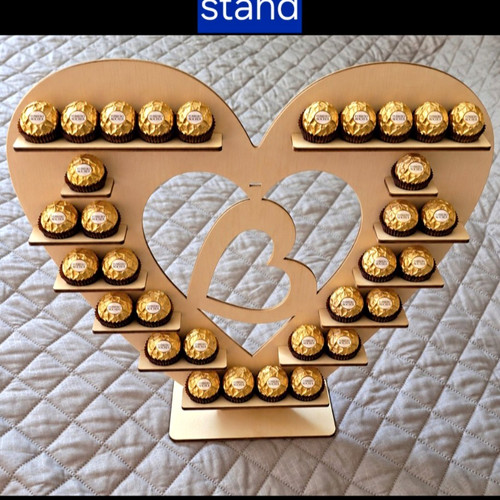 Wooden heart sweet stand - wooden,