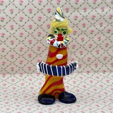 Vintage Murano Colourful Glass Clown Playing Concertina 7.3/4"
