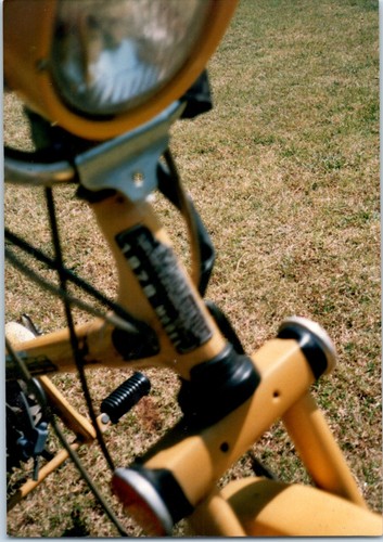 1970s yellow moped - moped, bike