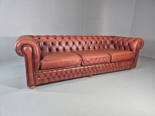 3 Seater Chesterfield Sofa Red Leather Studded Vintage EB11028 VCHE