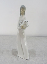 Miquel Requena Spanish Porcelain Girl Woman Cat Kitten Figurine 24cm Approx