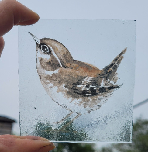 Stained glass wren bird - glass,