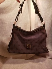 DOONEY & BOURKE 1975 MONOGRAMED DB  BLACK MED SHOULDER BAG W/INSIDE POCKET VGC