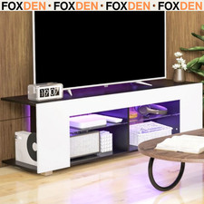 Large TV Stand Cabinet with LED Lights for 60 Inch TV Media Unit Storage Shelves