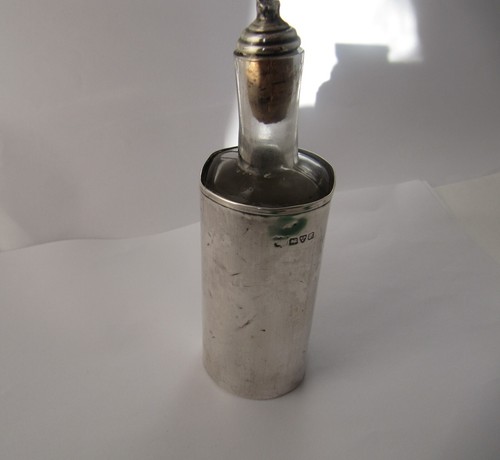 Antique silver cased scent - ,