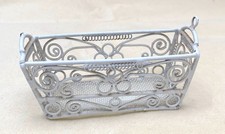 Vintage Dolls House Cradle/Cot of White Wicker Metal, 1:12 scale