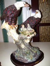 EAGLES JULIANA COLLECTION BIG PAIR OF EAGLES ON BRANCH FEEDING YOUNG IN NEST.