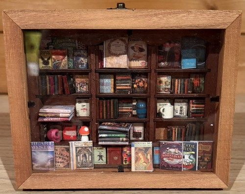 Miniature library book nook - miniature,