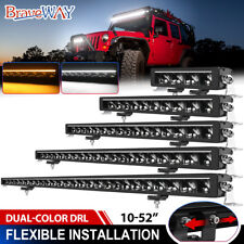 10" 22" 32 42" 52" LED Light Bar Spot Flood Amber/w DRL Work Offroad Driving 12V