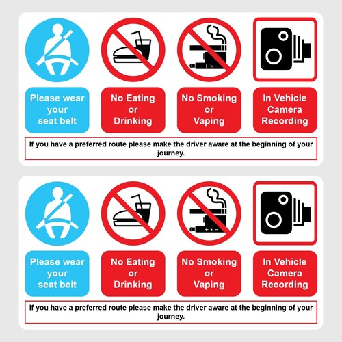 Taxi warning smoking vaping - warning, no