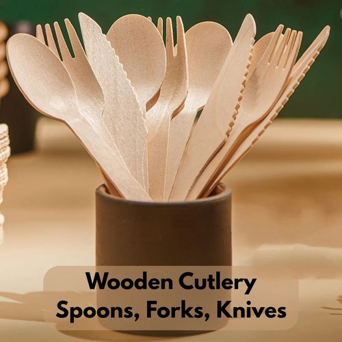100x wooden cutlery - wooden,