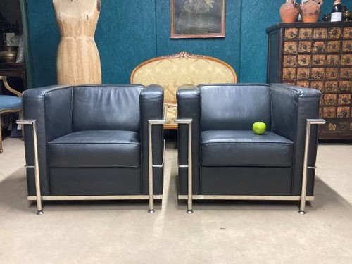 Pair leather chrome - pair,