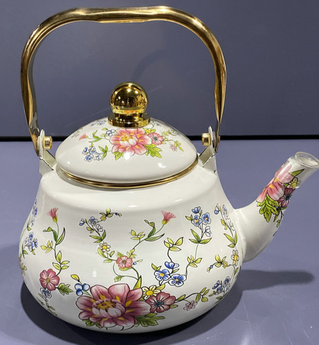 Retro floral enamel teapot - floral,