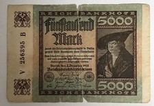 Germany, 1922, 5000 Mark, Banknote, Weimar Republic, collectible Item V256395B