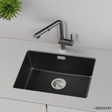 Single Bowl Undermount Black Granite Composite Kitchen Sink 600x450x215mm