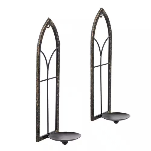 Black metal wall candle sconce - metal,