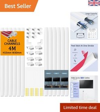 White Cable Trunking Kit - 4M Self-Adhesive Wall Wire Cover, Cable Management...