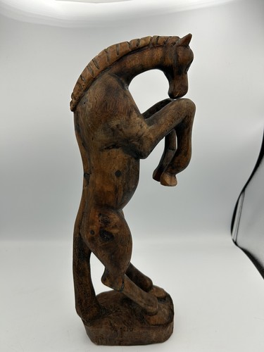 Vintage wooden rearing horse - vintage,