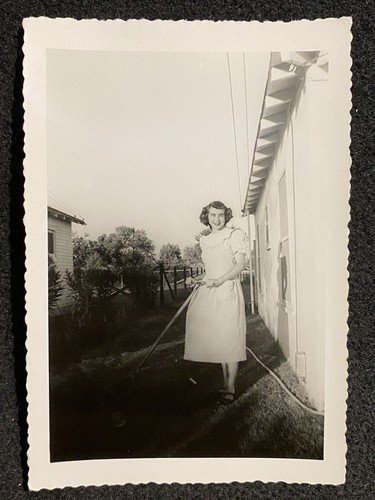 Woman pushing lawn mower - woman,