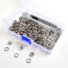 Silver 6/8/10mm 100 Set Leather Eyelets Ring Washer Grommets Tools Setter Punch