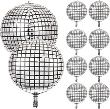 10 Pieces 22 Inch 4D Large Mirror Disco Ball Balloons - Aluminum Mylar Helium...
