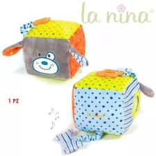 La Nina Plush Puppy Dog Baby Activity Cube Musical Toy Teether Mirror 12cm BNIP