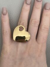 YVES SAINT LAURENT YSL Cut-out HEART ARTY Gold-Toned Statement Ring 6