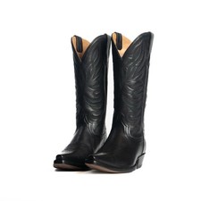 Paul Bond Co. Women’ Boots - ‘Margaret’ Obsidian Calfskin - Snip Toe 10B