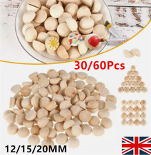 30/60X 12-20mm Split Wood Balls,Small Natural Unfinished Half Round Wooden-Beads