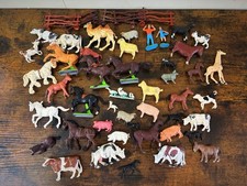 Vintage Toy Farm Animals And Figures Zoo Animals Racing Horses