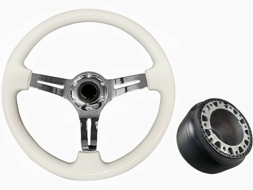 White chrome steering wheel - white, ts