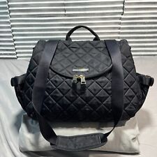 Storksak Black Poppy Luxe Quilted Convertible Backpack Diaper Bag Changing Pad