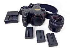 Sony Alpha SLT-A57 DSLR + 18–55mm Lens,  3 Batteries, Charger, Case, Clean Kit