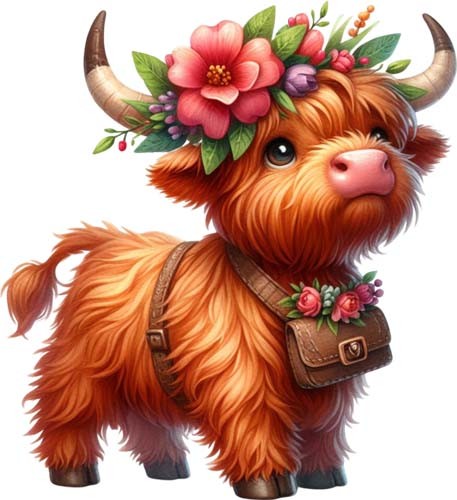 Funny rose highland cow - funny,