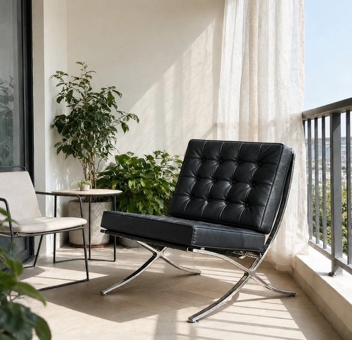 Premium barcelona chair black - barcelona,