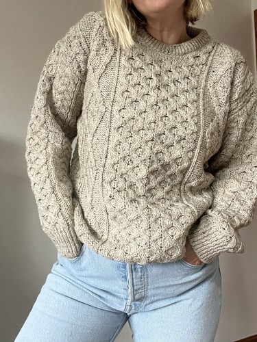 100 wool aran knit jumper - aran,