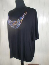 PAUSE CAFE 54 Short Sleeve Black Embroidered Colorful T-Shirt Top