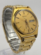 Vintage Seiko 5 Automatic 7009-3140 Day Date 17 Jewel Gold Dial Gold Tone 36mm
