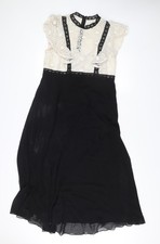 Little Mistress Women’s Black White Lace Midi A-Line Maternity Dress Size 12